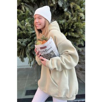 Madmext MG1566 Bej Kadın Sweatshirt