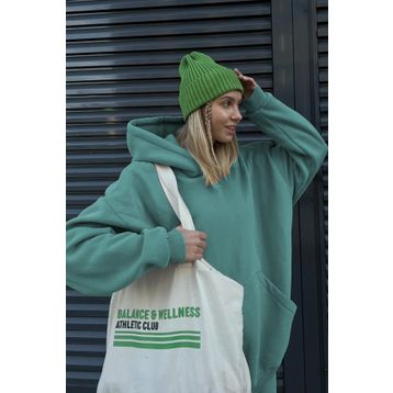 Madmext MG1566 Mavi Kapüşonlu Kadın Sweatshirt
