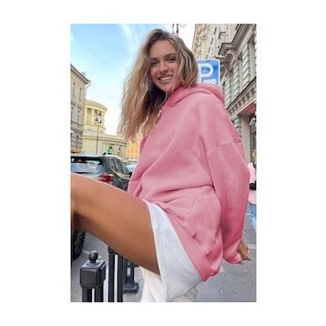 Madmext MG1566 Pembe Kadın Şardonlu Oversize Sweatshirt