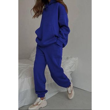 Madmext MG1609 Saks Kapüşonlu Oversize Kadın Eşofman Takımı