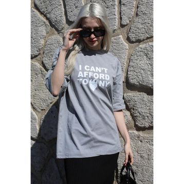 Madmext MG1653 Gri Bisiklet Yaka Kadın T-shirt