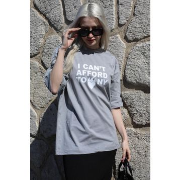 Madmext MG1653 Gri Bisiklet Yaka Kadın T-shirt