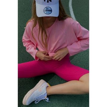 Madmext MG1676 Pembe Basic Bisiklet Yaka Kadın Sweatshirt