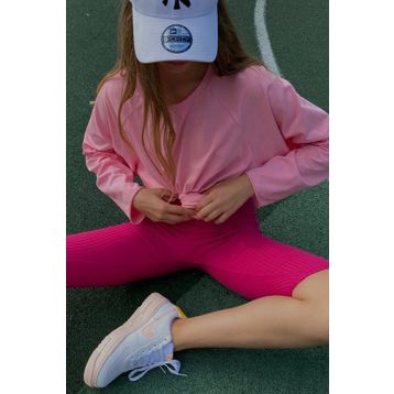 Madmext MG1676 Pembe Basic Bisiklet Yaka Kadın Sweatshirt