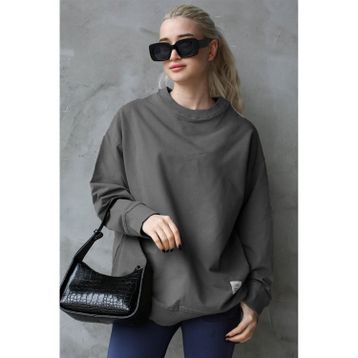 Madmext MG1686 Füme Basic Oversize Kadın Sweatshirt