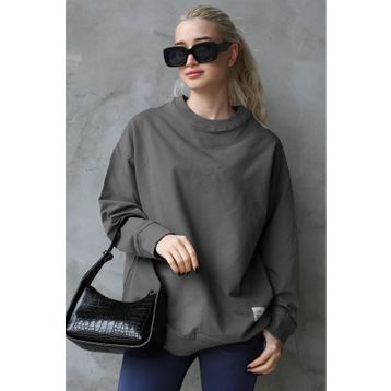 Madmext MG1686 Füme Basic Oversize Kadın Sweatshirt