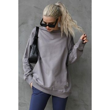 Madmext MG168610 Basic Oversize Boyalı Gri Kadın Sweatshirt
