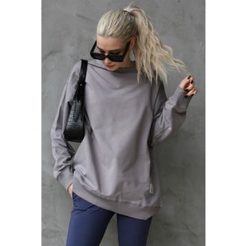 Madmext MG168610 Basic Oversize Boyalı Gri Kadın Sweatshirt