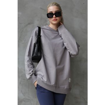 Madmext MG168610 Basic Oversize Boyalı Gri Kadın Sweatshirt