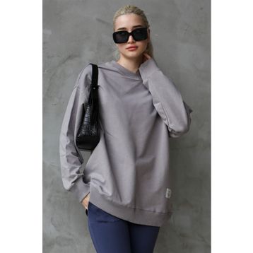Madmext MG168610 Basic Oversize Boyalı Gri Kadın Sweatshirt