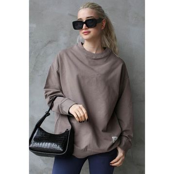 Madmext MG168610 Füme Basic Oversize Kadın Sweatshirt