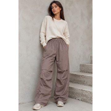 Madmext MG1726 Kahverengi Paraşüt Jogger Kadın Pantolon