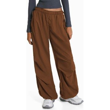 Madmext MG1726 Kahverengi Paraşüt Jogger Kadın Pantolon