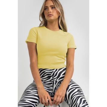 Madmext MG1772 Sarı Basic Crop Kadın T-shirt