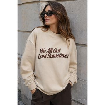 Madmext MG1901 Bej Kadın Sweatshirt