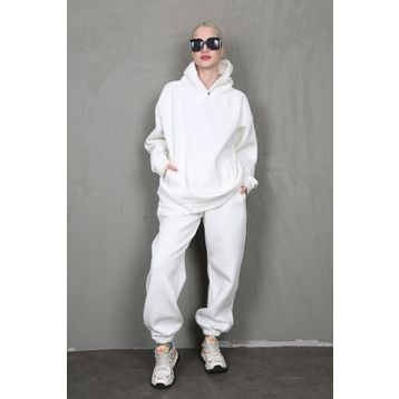 Madmext MG1905 Ekru Kapüşonlu Oversize Kadın Eşofman Takım