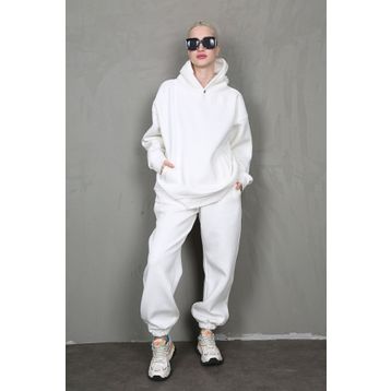 Madmext MG1905 Ekru Kapüşonlu Oversize Kadın Eşofman Takım