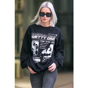 Madmext MG1923 Siyah Kadın Sweatshirt