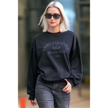 Madmext MG1924 Siyah Kadın Sweatshirt