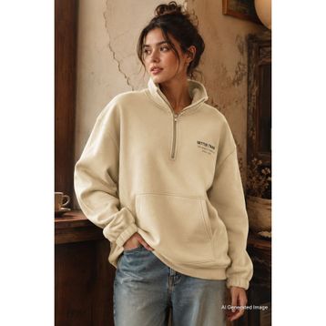 Madmext MG1935 Bej Kadın Sweatshirt