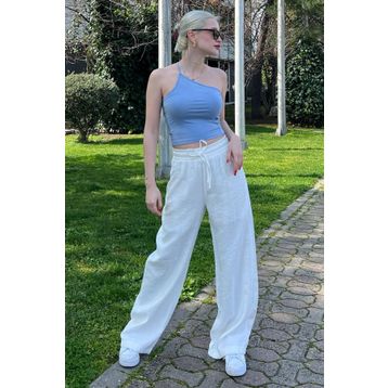 Madmext MG1982 Beyaz Kadın Pantolon