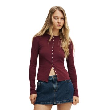 Madmext MG2580 Beyaz Slim Fit Düğmeli Kadın Hırka