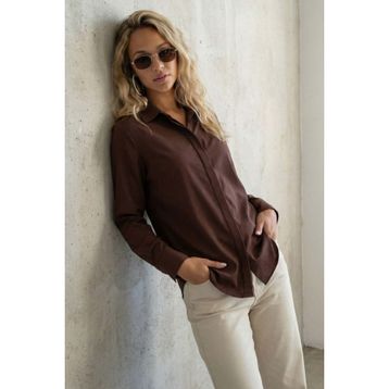 Madmext MG2674 Kahverengi Modern Kesim Kadın Gömlek