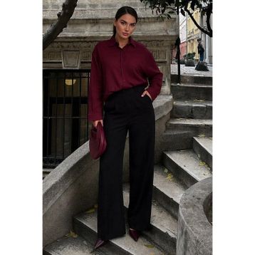 Madmext MG2797 Bordo Keten Kadın Gömlek