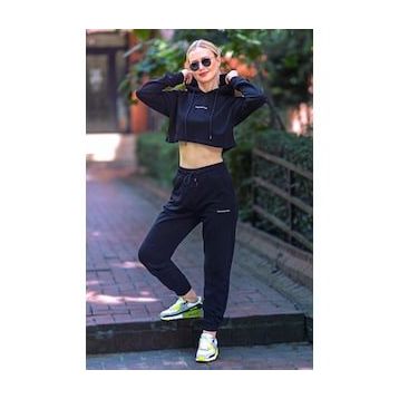 Madmext MG465-3 Mad Girls Siyah Kapüşonlu Kadın Eşofman Takımı