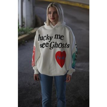 Madmext MG903 Beyaz Kapüşonlu Oversize Kadın Sweatshirt