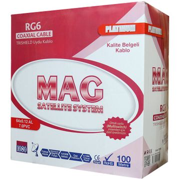 Mag Platinium RG6 U4 Trishield 100 mt Anten Kablosu