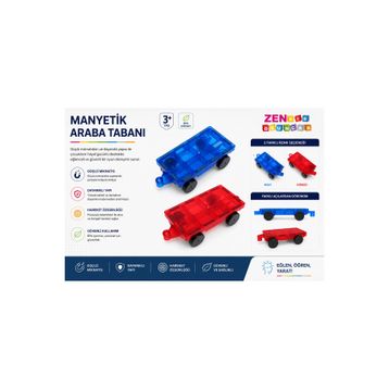Magblock 2'li Mavi ve Kırmızı Manyetik Araba Takımı