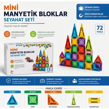 Magblock Mini Manyetik Bloklar 72 Parça Seyahat Seti