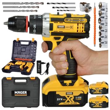 Mager ZY-04 Darbeli Çelik Madren Su Terazili 26 Parça Çantalı Işıklı Akülü Şarjlı Vidalama Matkap