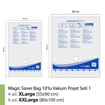 Magic Saver Bag 10'lu Vakumlu Poşet Seti 1