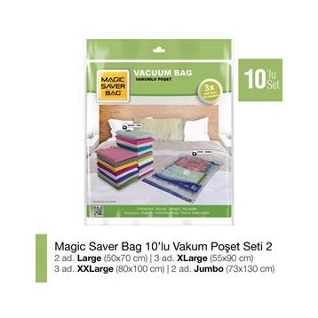 Magic Saver Bag 10'lu Vakumlu Poşet Seti 2