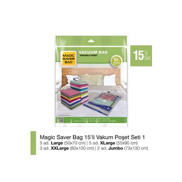 Magic Saver Bag 15'li Vakumlu Poşet Seti 1
