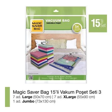 Magic Saver Bag 15'li Vakumlu Poşet Seti 3
