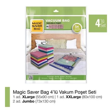 Magic Saver Bag 4'lü Seyahat Vakumlu Poşet Seti 5