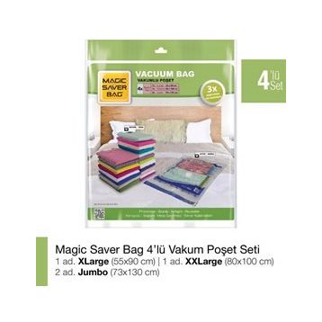 Magic Saver Bag 4'lü Seyahat Vakumlu Poşet Seti 5