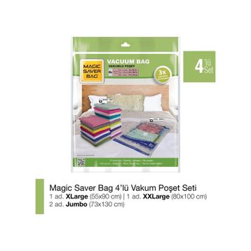 Magic Saver Bag 4'lü Seyahat Vakumlu Poşet Seti 5