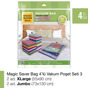 Magic Saver Bag 4'lü Vakumlu Poşet Seti 3