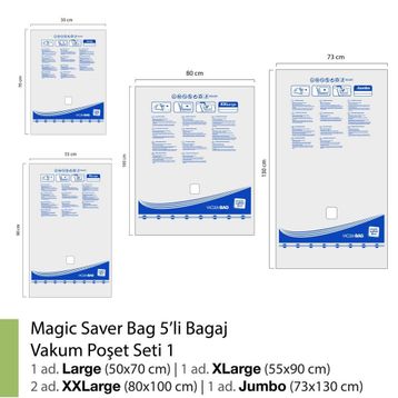 Magic Saver Bag 5'li Bagaj Vakumlu Poşet Seti 1
