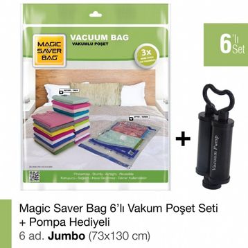 Magic Saver Bag 6'lı Set Jumbo Vakumlu Poşet