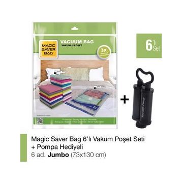 Magic Saver Bag 6'lı Set Jumbo Vakumlu Poşet