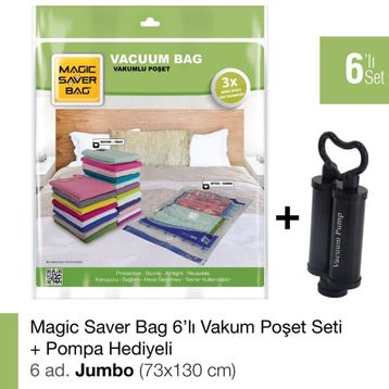 Magic Saver Bag 6'lı Set Jumbo Vakumlu Poşet