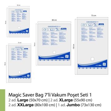 Magic Saver Bag 7'li Vakumlu Poşet Seti 1