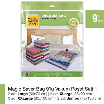 Magic Saver Bag 9'lu Vakumlu Poşet Seti 1