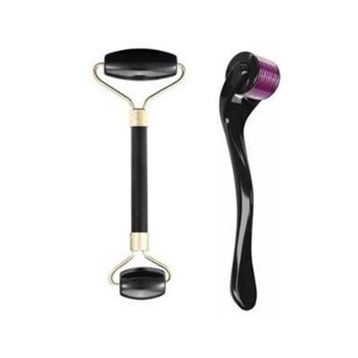 Make up Time Dermaroller 0,5 mm 540 Iğneli Cilt Yenileme Aleti Jade Roller 2'li Yeşim Taşı Masaj Aleti