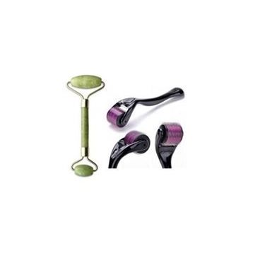Make up Time Dermaroller 0,5 mm 540 Iğneli Cilt Yenileme Aleti Jade Roller 2'li Yeşim Taşı Masaj Aleti